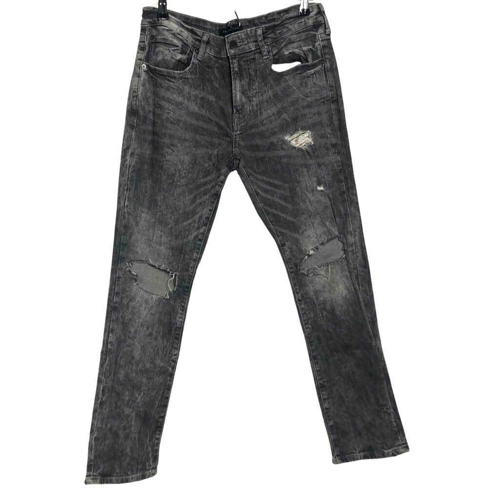 Aeropostale Gray Black Acid Wash Distressed Streetwear Skinny Jeans Men's 32x30